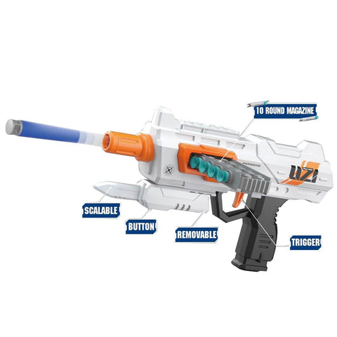 Kids Soft Bullet Blaster – Chain-Fed 24 Crazy Shot Gun for Shooting Games