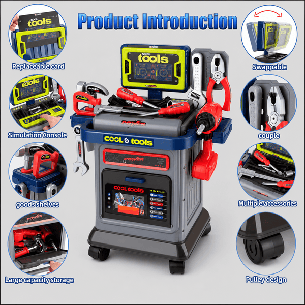 Kids Tool Trolley Workshop Set – 41Pcs Pretend Repair & Construction Play Kit
