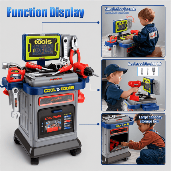 Kids Tool Trolley Workshop Set – 41Pcs Pretend Repair & Construction Play Kit