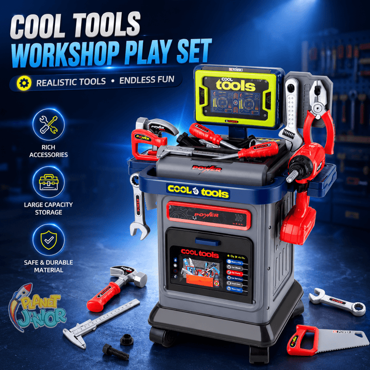 Kids Tool Trolley Workshop Set – 41Pcs Pretend Repair & Construction Play Kit