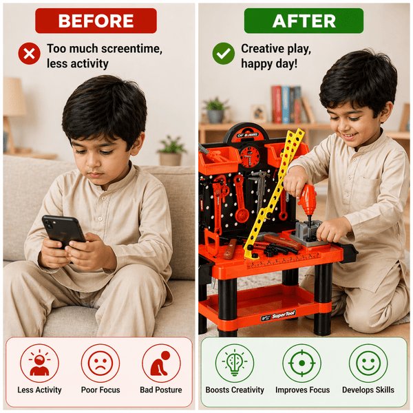 Kids Workshop Tool Bench – Interactive Builder Play Station