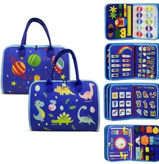 Large Size - 8 Page Dinosaur Busy Book with Handle – Fun Learning Activity Bag