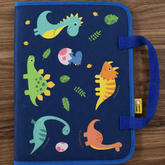 Large Size - 8 Page Dinosaur Busy Book with Handle – Fun Learning Activity Bag