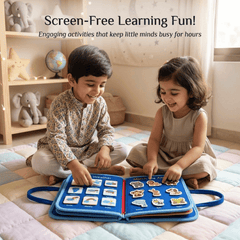 Large Size - 8 Page Dinosaur Busy Book with Handle – Fun Learning Activity Bag