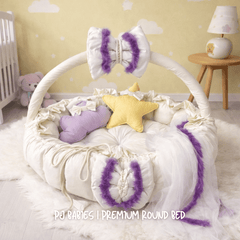 Lilac Cloud Reversible Premium Baby Round Cot & Play Mat