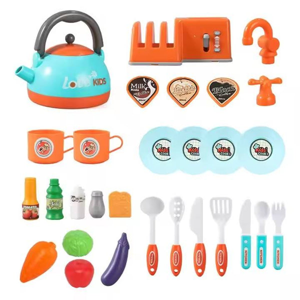 Little Chef Pretend Play Kitchen Set with Water Sink, Lights, Sounds & Cooking Accessories