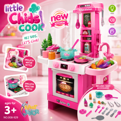 Little Chef Pretend Play Kitchen Set with Water Sink, Lights, Sounds & Cooking Accessories