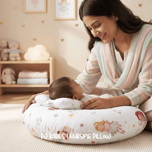 Little Fairy & Snuggles Cotton Baby Nursing Pillow with Removable Cover & Head Pillow