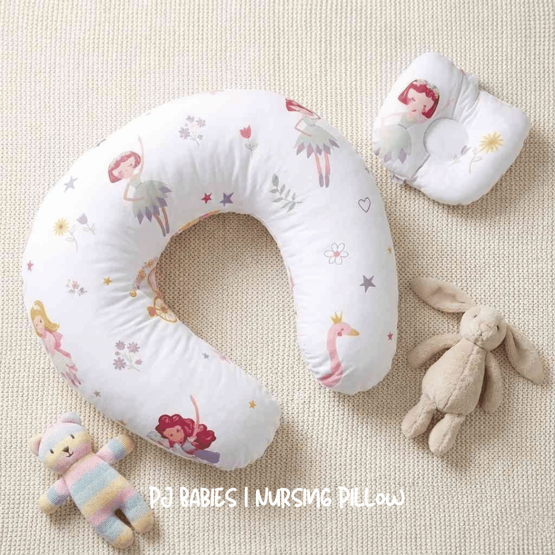 Little Fairy & Snuggles Cotton Baby Nursing Pillow with Removable Cover & Head Pillow