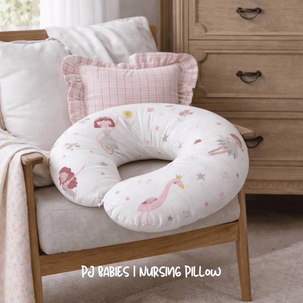 Little Fairy & Snuggles Cotton Baby Nursing Pillow with Removable Cover & Head Pillow