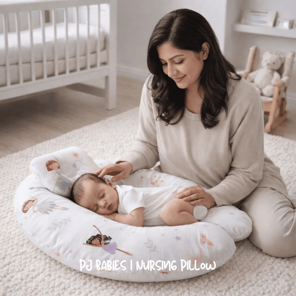 Little Fairy & Snuggles Cotton Baby Nursing Pillow with Removable Cover & Head Pillow