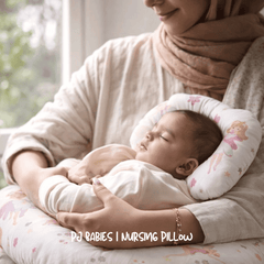 Little Fairy & Snuggles Cotton Baby Nursing Pillow with Removable Cover & Head Pillow