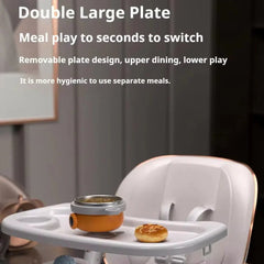 Luxury Adjustable Baby Feeding High Chair with Safety Harness & Storage Basket