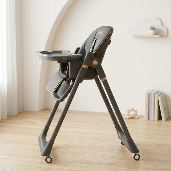 Luxury Adjustable Baby Feeding High Chair with Safety Harness & Storage Basket