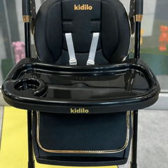 Luxury Adjustable Baby Feeding High Chair with Safety Harness & Storage Basket