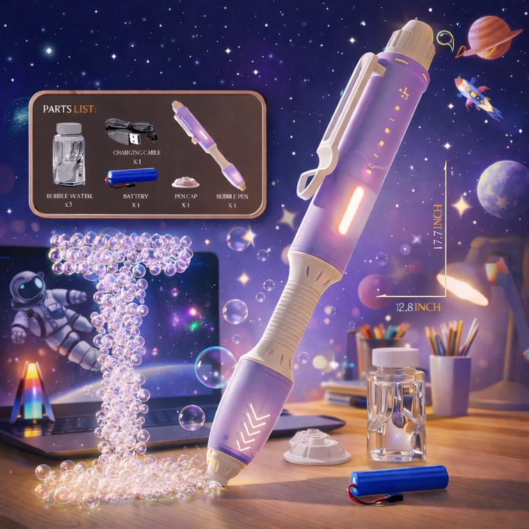 Magic Bubble Gun Pen with Lights & Music – Kids Automatic Bubble Blower