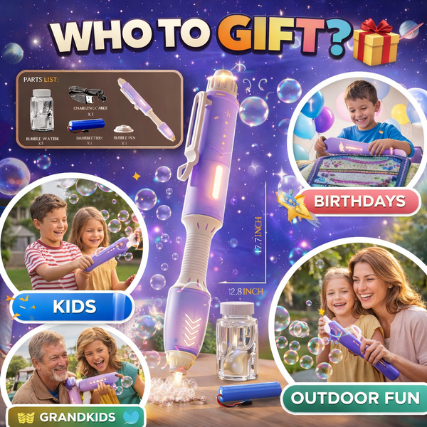 Magic Bubble Gun Pen with Lights & Music – Kids Automatic Bubble Blower