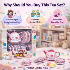 Magical Kids Tea Set – Colorful Pretend Play Tea Party Set with Cups & Kettle