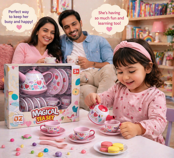 Magical Kids Tea Set – Colorful Pretend Play Tea Party Set with Cups & Kettle