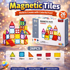 Magnetic Tiles Building Set – 26 PCS Creative Construction Kit