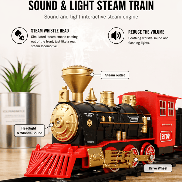 Metal Classic Train Set – Retro Railway with Track & Carriages