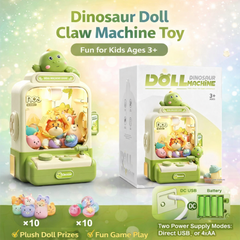 Mini Arcade Claw Machine for Kids – Dinosaur Theme with Dual Power & Plush Prizes