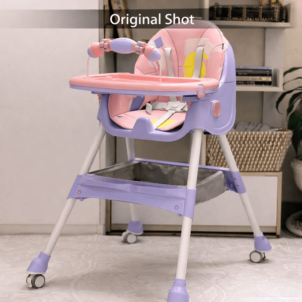MotherCare Baby Feeding High Chair with Toy Bar – Pink & Purple
