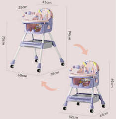 MotherCare Baby Feeding High Chair with Toy Bar – Pink & Purple