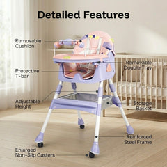 MotherCare Baby Feeding High Chair with Toy Bar – Pink & Purple