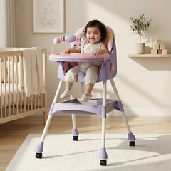 MotherCare Baby Feeding High Chair with Toy Bar – Pink & Purple
