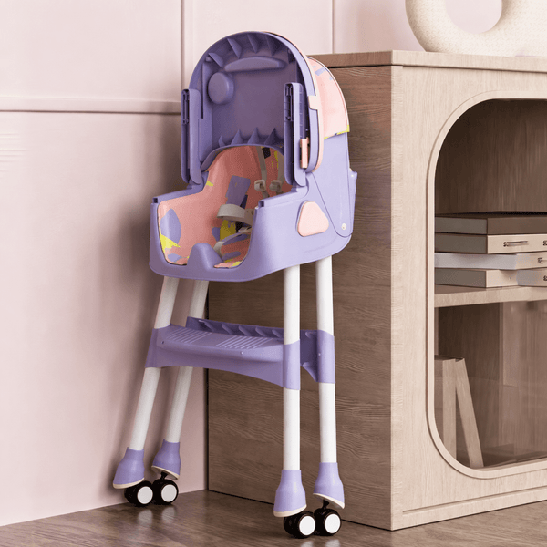 MotherCare Baby Feeding High Chair with Toy Bar – Pink & Purple