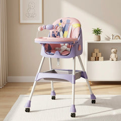 MotherCare Baby Feeding High Chair with Toy Bar – Pink & Purple