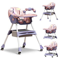 MotherCare Baby Feeding High Chair with Toy Bar – Pink & Purple