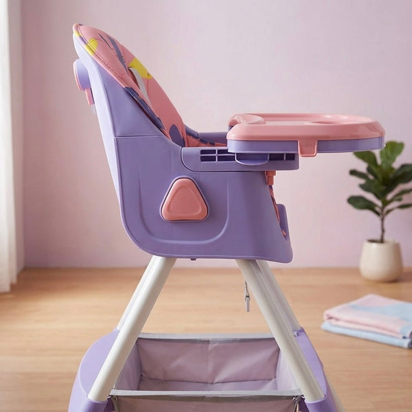 MotherCare Baby Feeding High Chair with Toy Bar – Pink & Purple