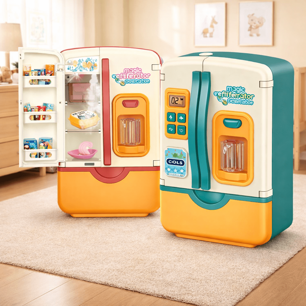 Multi-Function Mini Fridge – Lights, Spray &  Pretend Play Fun