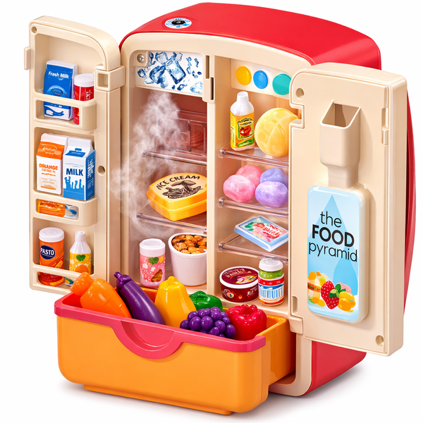 Multi-Function Mini Fridge – Lights, Spray &  Pretend Play Fun