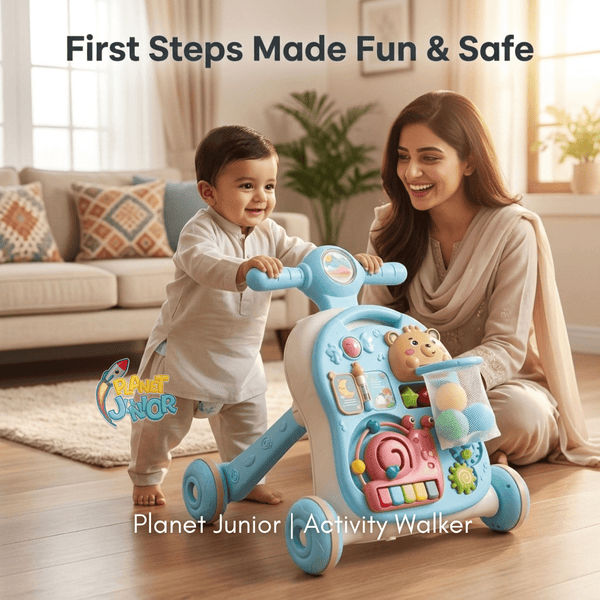 3-in-1 Multi-Functional Baby Walker with Detachable Activity Panel – Learning Push Walker