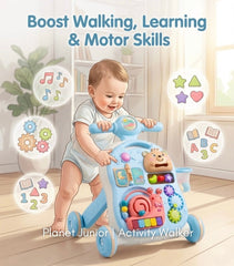 3-in-1 Multi-Functional Baby Walker with Detachable Activity Panel – Learning Push Walker