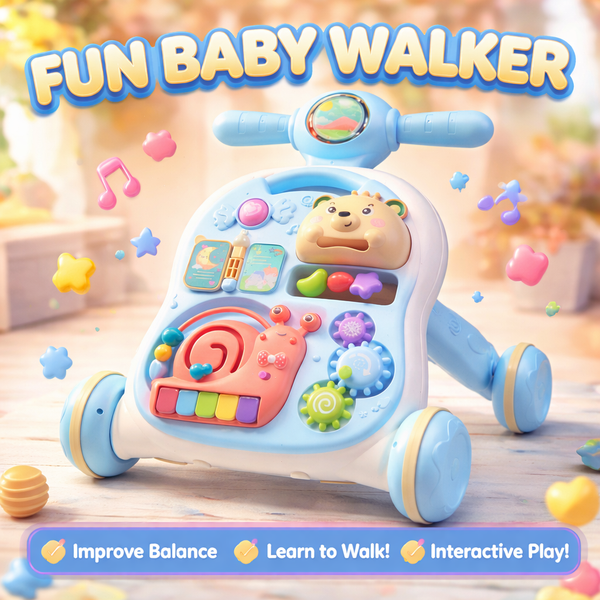 3-in-1 Multi-Functional Baby Walker with Detachable Activity Panel – Learning Push Walker