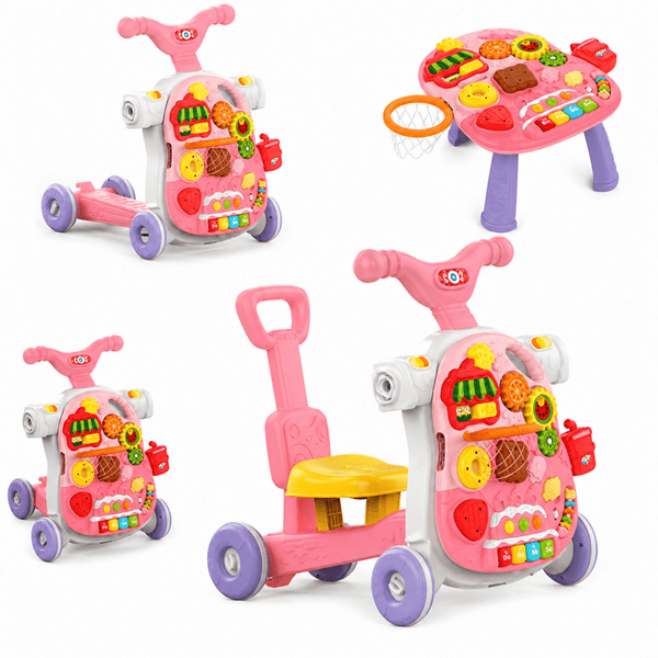 Multifunction 4 in 1 Baby Walker – Activity Table, Scooter & Ride-On Learning Walker