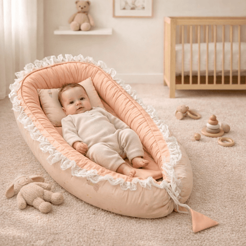 Newborn Baby Bed & Carry Nest Gift Set – Soft Foldable Sleep Bundle|Pink Edition