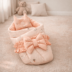 Newborn Baby Bed & Carry Nest Gift Set – Soft Foldable Sleep Bundle|Pink Edition