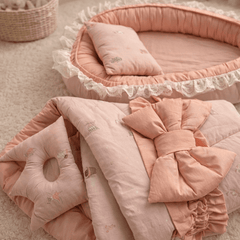 Newborn Baby Bed & Carry Nest Gift Set – Soft Foldable Sleep Bundle|Pink Edition
