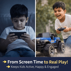 Off-Road Remote Control Jeep with LED Lights – 4x4 Big Wheel RC Car with Auto Mode