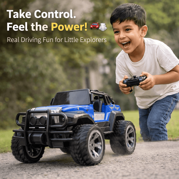 Off-Road Remote Control Jeep with LED Lights – 4x4 Big Wheel RC Car with Auto Mode