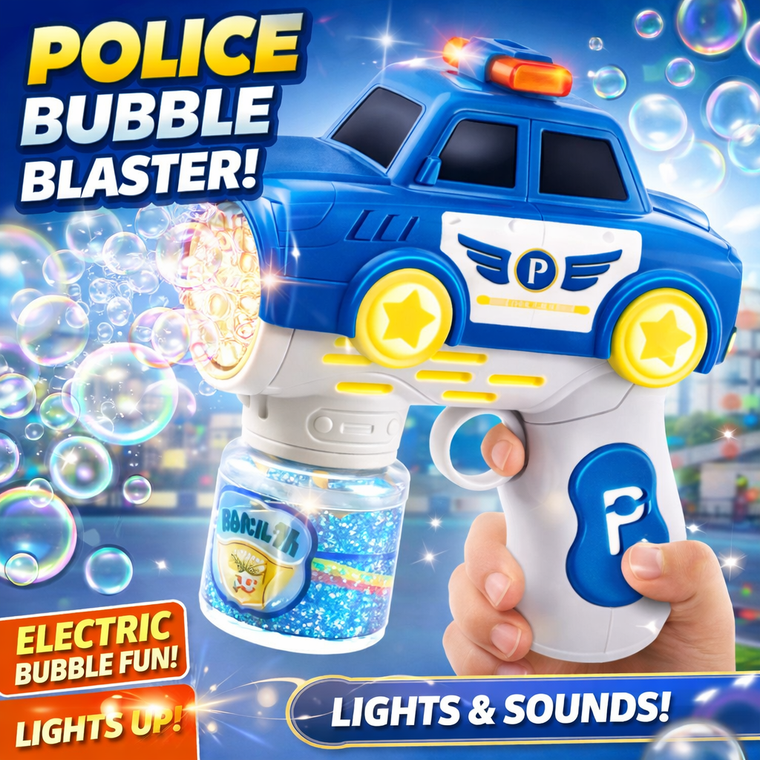 Police Car Bubble Blaster – Electric Bubble Gun for Kids