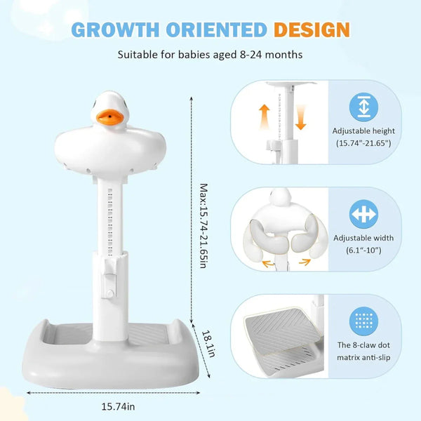 Portable Adjustable Baby Bath Stand with Sitting Stool, Anti-Slip Base & Safety Armrests