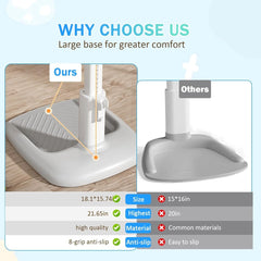 Portable Adjustable Baby Bath Stand with Sitting Stool, Anti-Slip Base & Safety Armrests