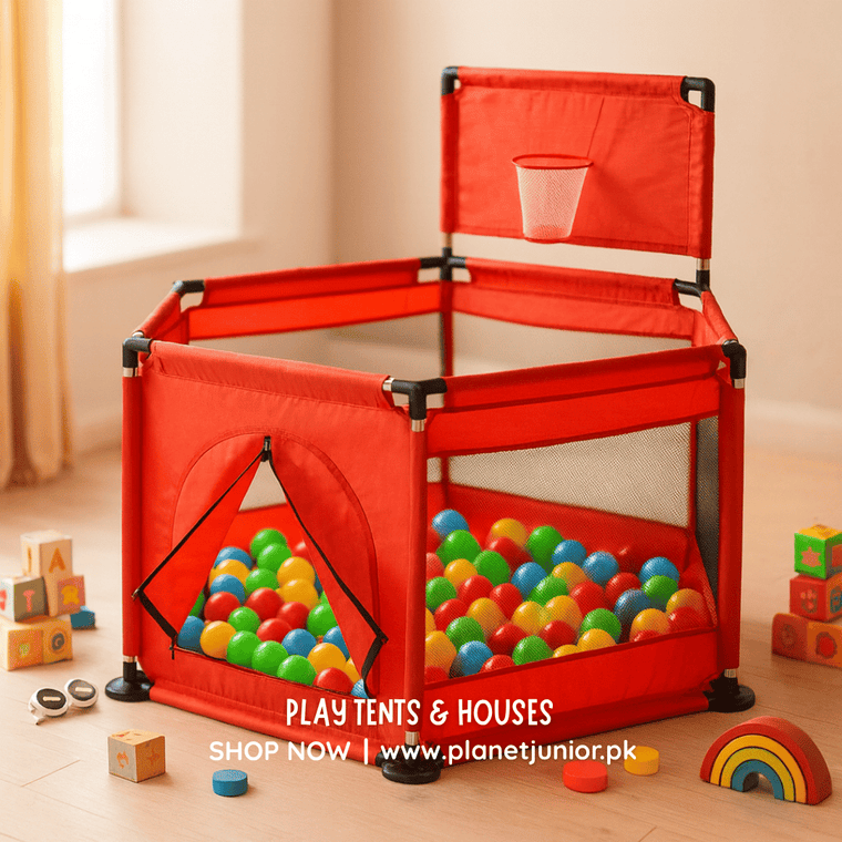 Hexagon Kids Playpen Tent with 30 Balls – Safe Indoor Ball Pit Play Area 🎪✨