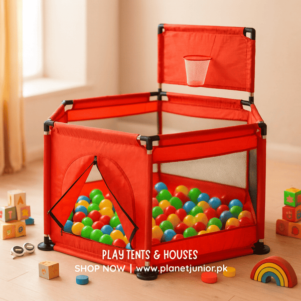 Hexagon Kids Playpen Tent with 30 Balls – Safe Indoor Ball Pit Play Area 🎪✨